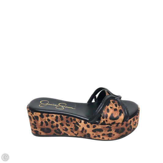 Sandals Heels Platform By Jessica Simpson In Animal Print, Size: 6.5