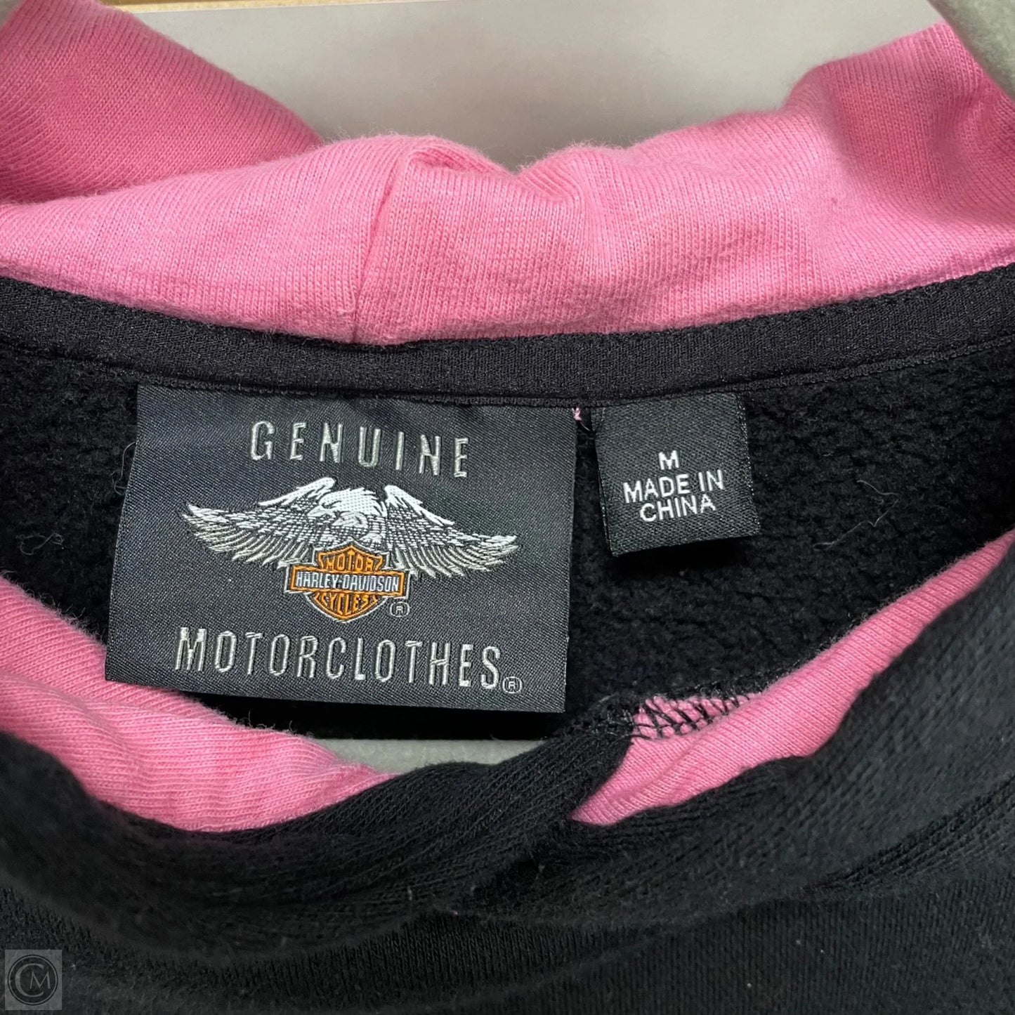 Sweatshirt Hoodie By Harley Davidson In Black & Pink, Size: M