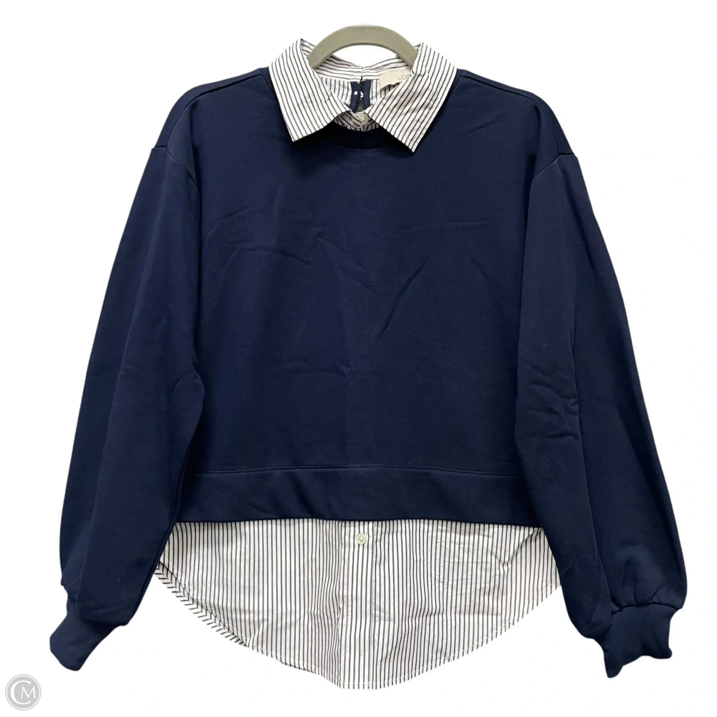 Sweatshirt Collar By Loft In Blue & White, Size: Xs
