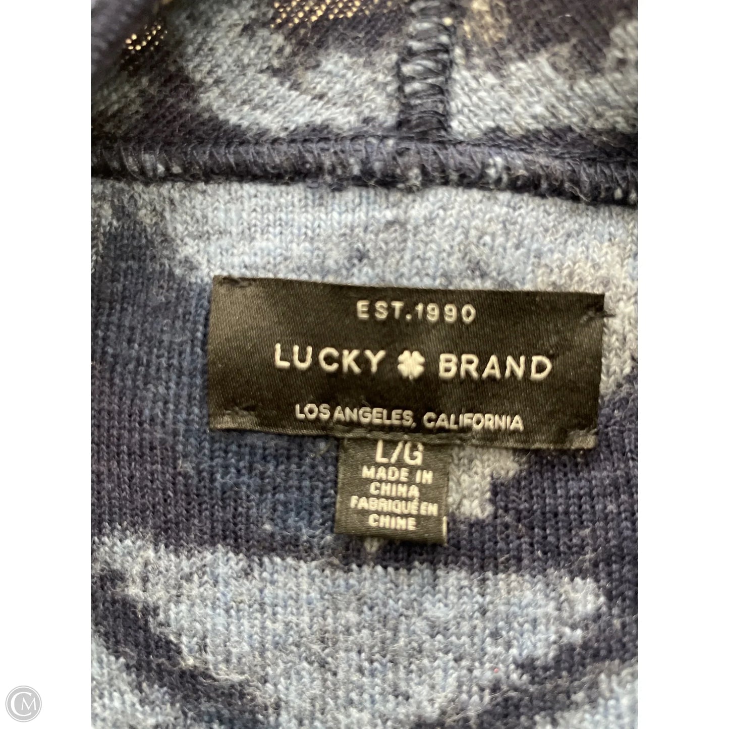 Cardigan By Lucky Brand In Blue & White, Size: L