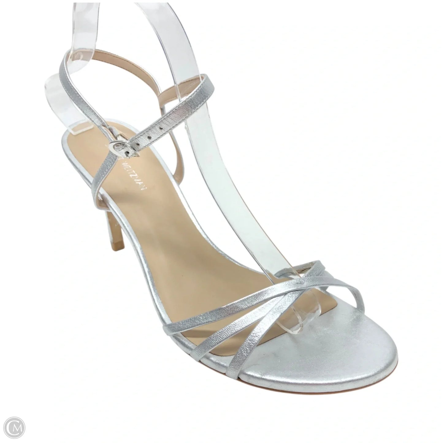 Sandals Designer By Stuart Weitzman In Silver, Size: 10
