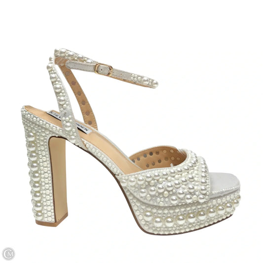 Sandals Heels Block By Steve Madden In White, Size: 8.5