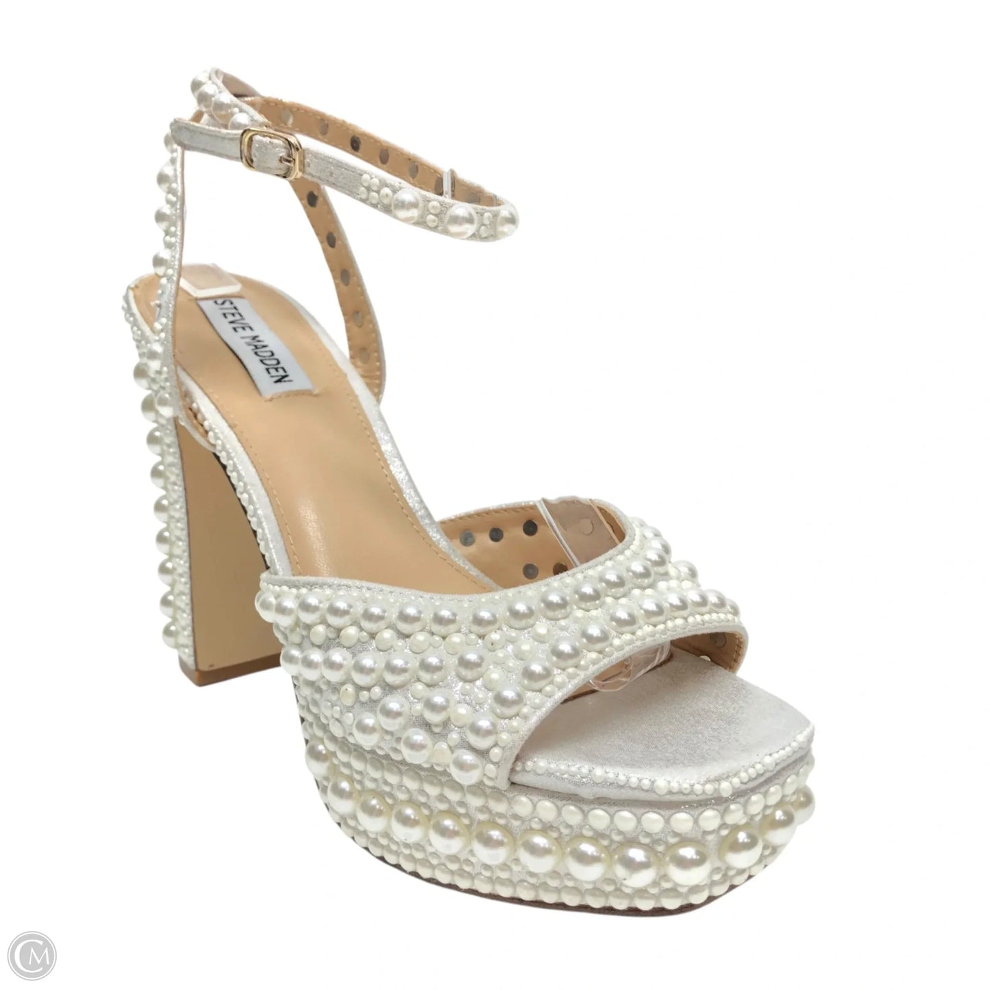 Sandals Heels Block By Steve Madden In White, Size: 8.5