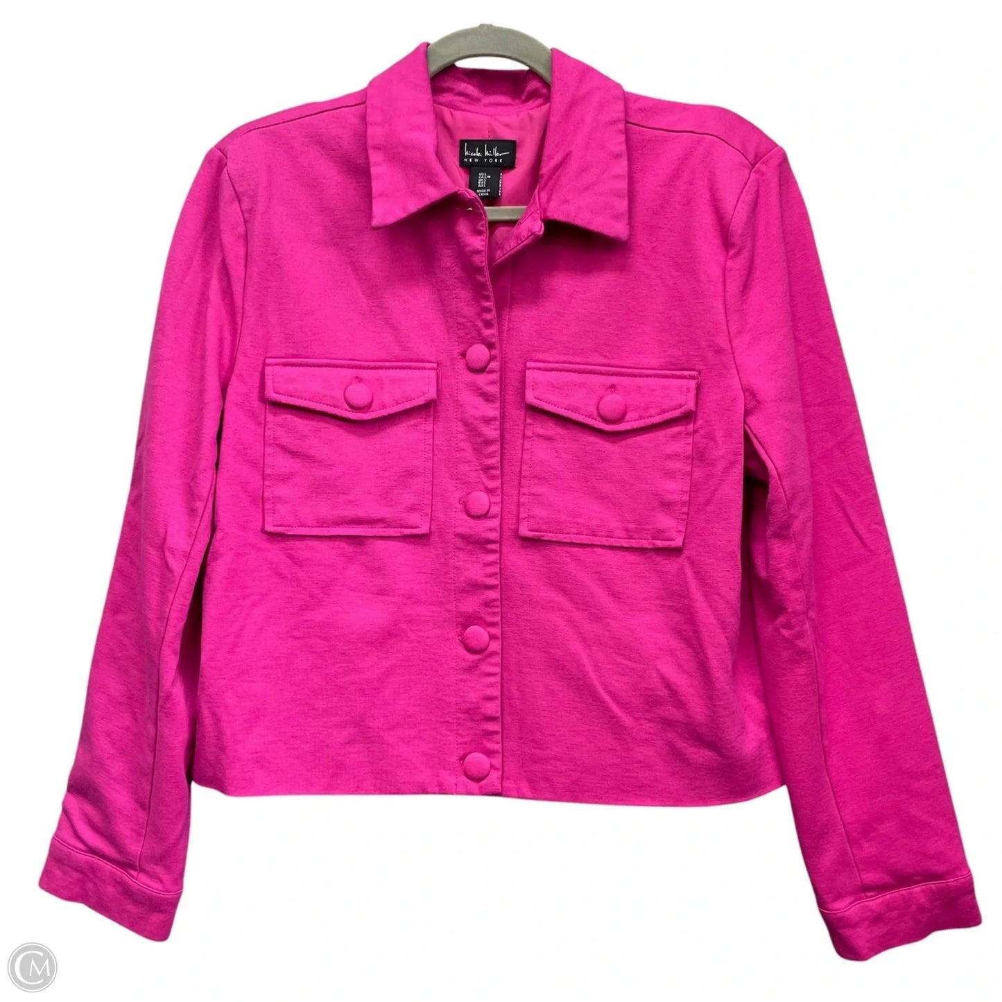 Jacket Shirt By Nicole Miller In Pink, Size: L