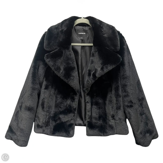 Jacket Faux Fur & Sherpa By Express In Black, Size: S