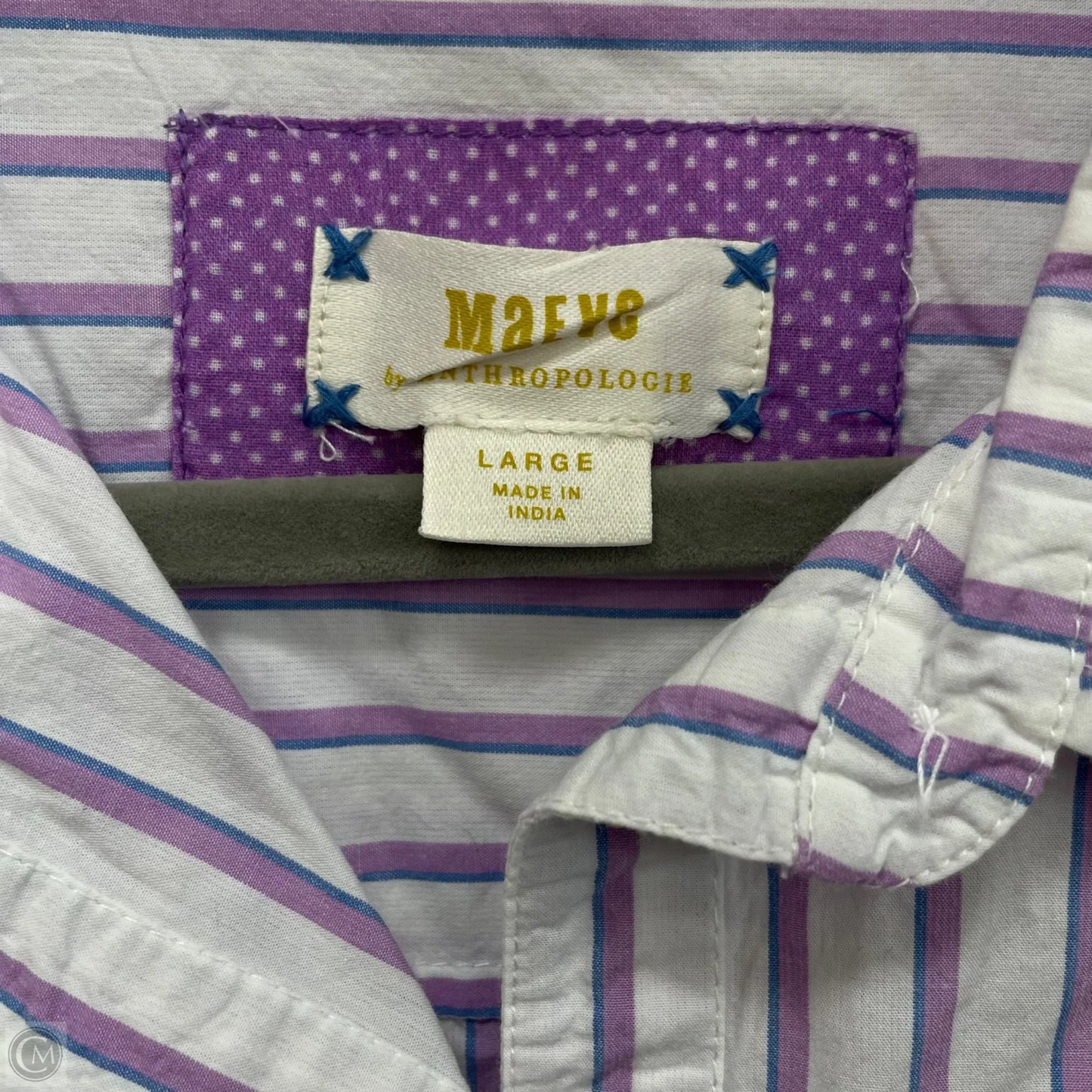 Top Long Sleeve By Maeve In Purple & White, Size: L