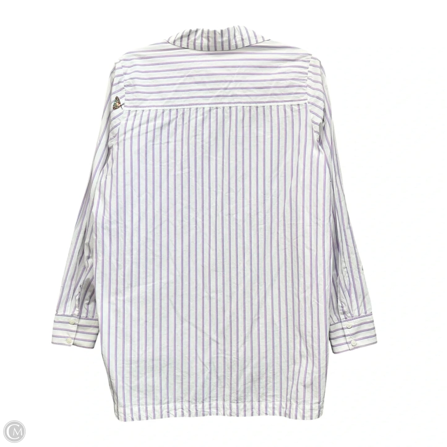 Top Long Sleeve By Maeve In Purple & White, Size: L