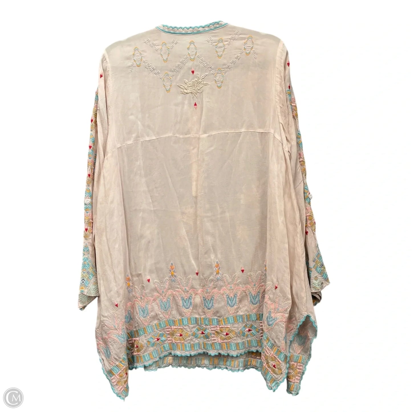 Tunic Long Sleeve By Johnny Was In Blue & Pink, Size: M