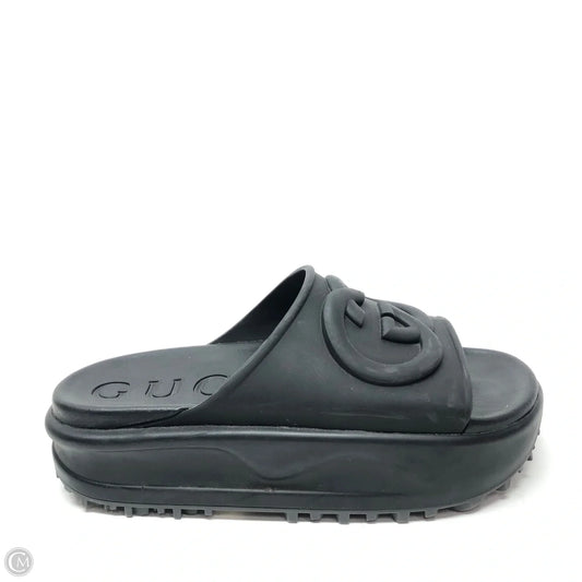 Sandals Luxury Designer By Gucci In Black, Size: 8