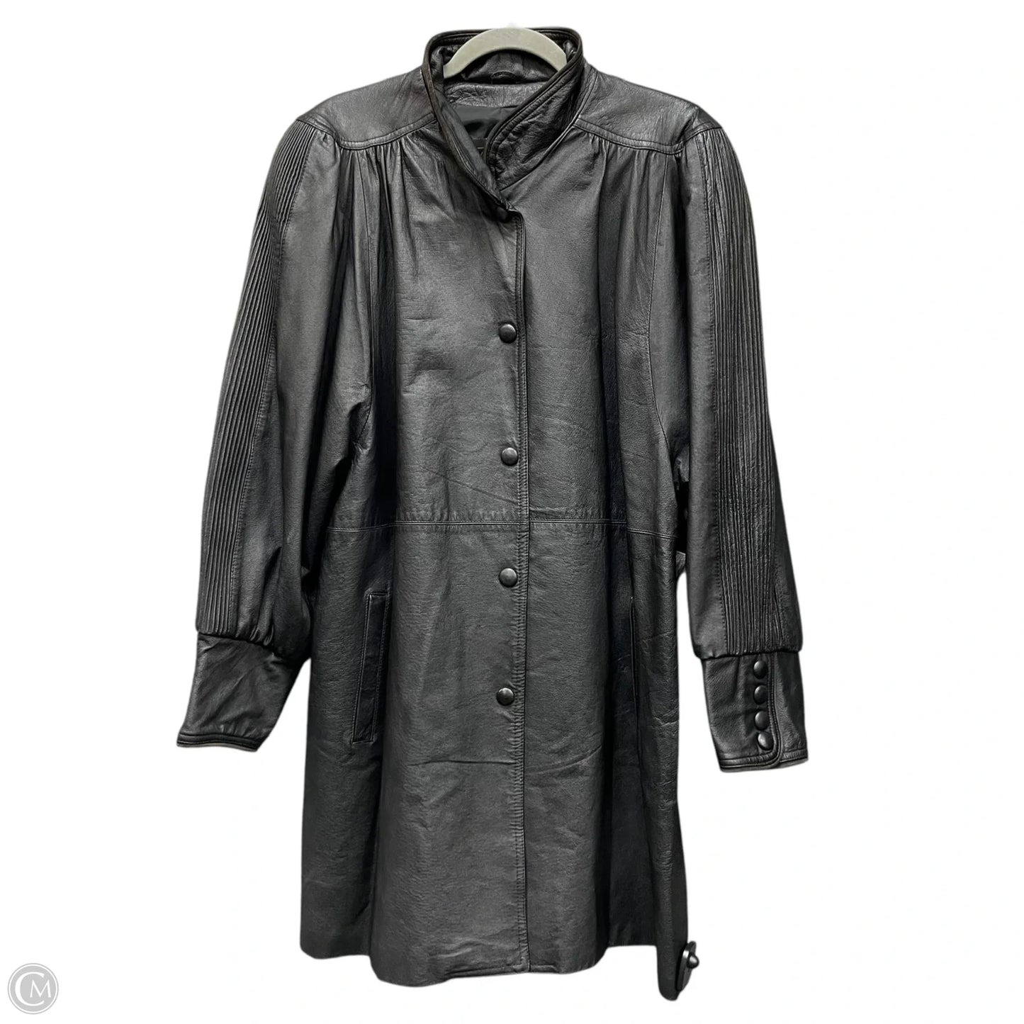 Coat Leather By Clothes Mentor In Black, Size: L