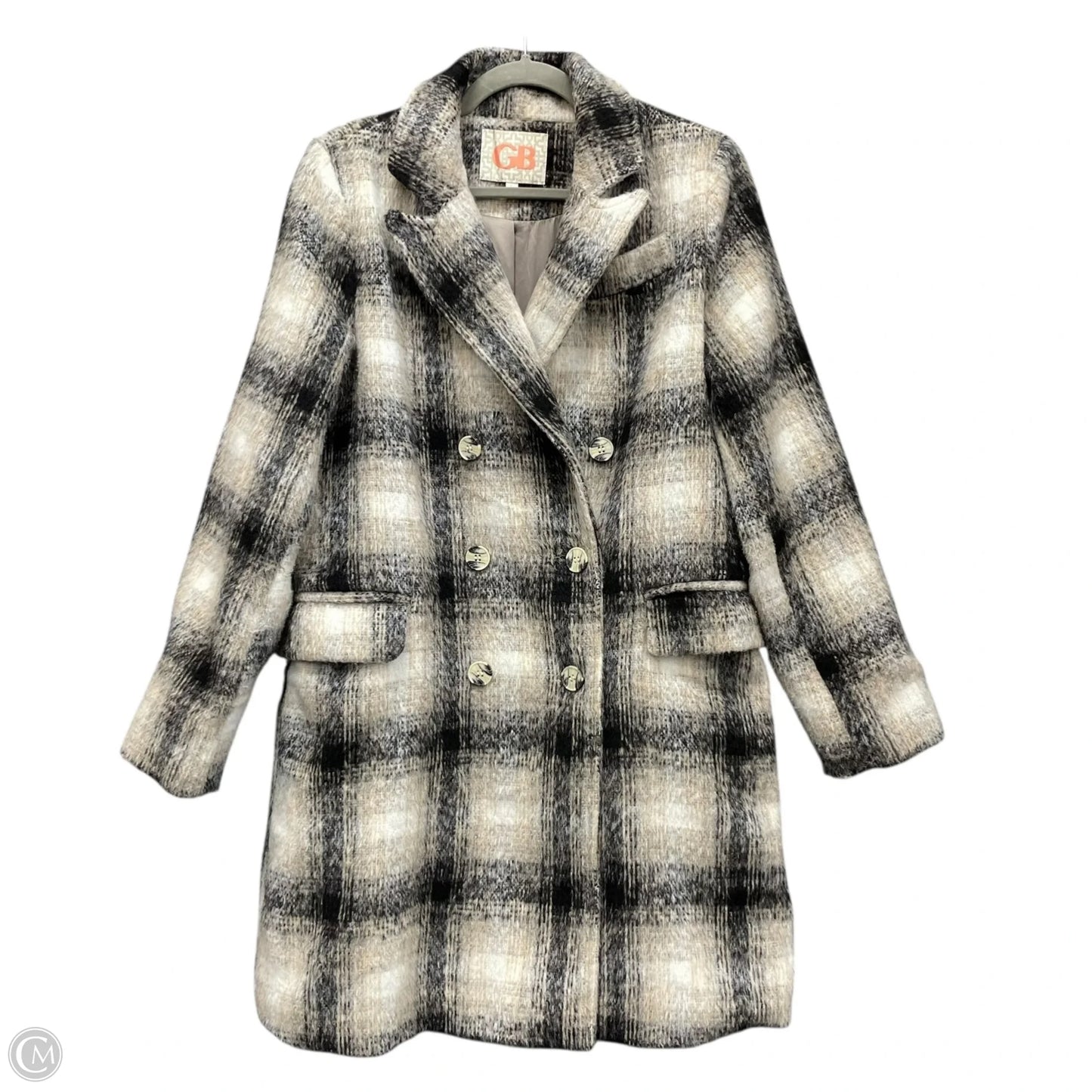 Coat Peacoat By Gianni Bini In Black & Cream, Size: L