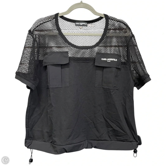 Top Short Sleeve Designer By Karl Lagerfeld In Black, Size: L