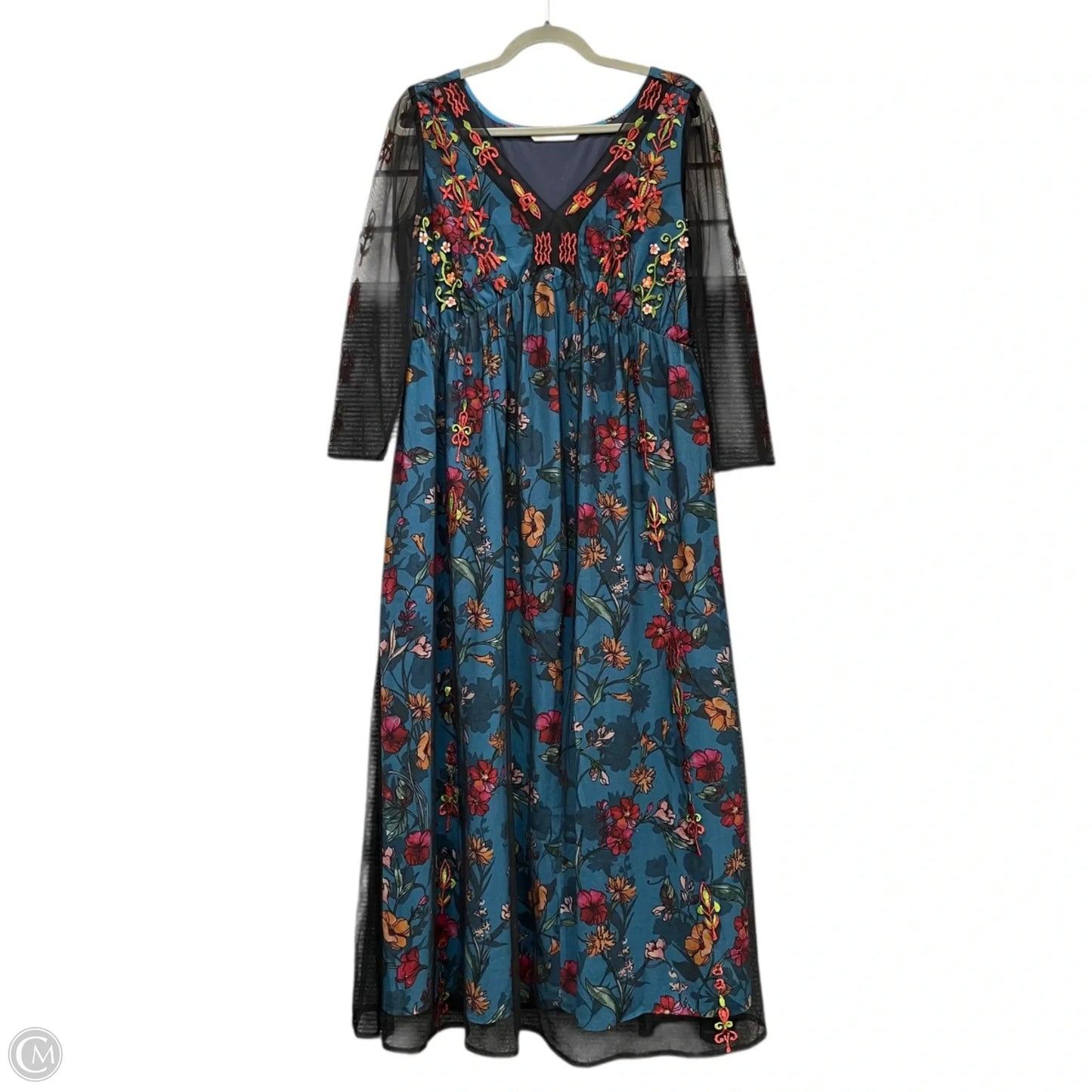 Dress Casual Midi By Cmc In Black & Blue, Size: M