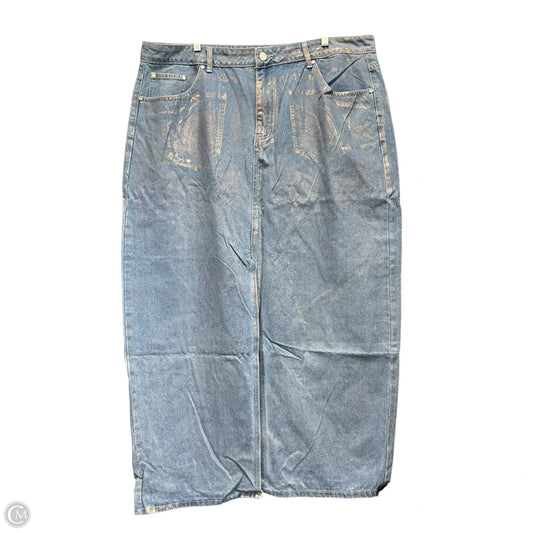 Skirt Midi By Boohoo Boutique In Blue Denim, Size: 18