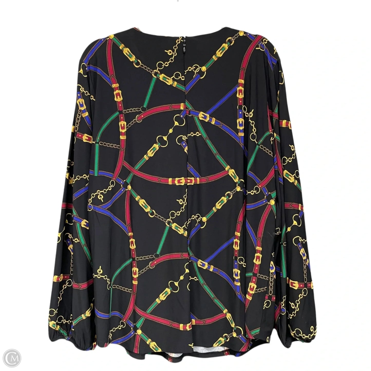 Top Long Sleeve By Lauren By Ralph Lauren In Black & Gold, Size: 2x