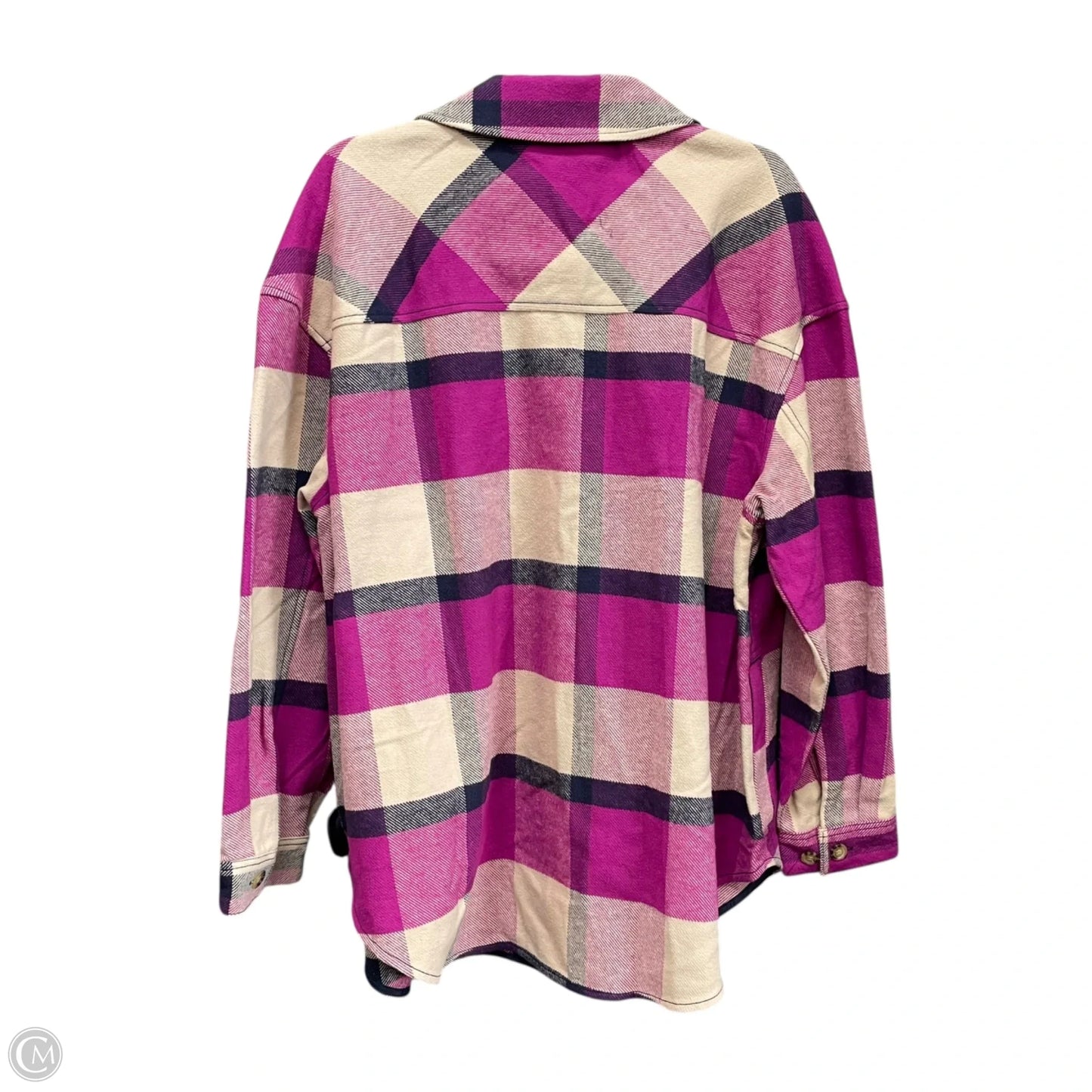 Jacket Shirt By Lane Bryant In Pink & Tan, Size: 1x