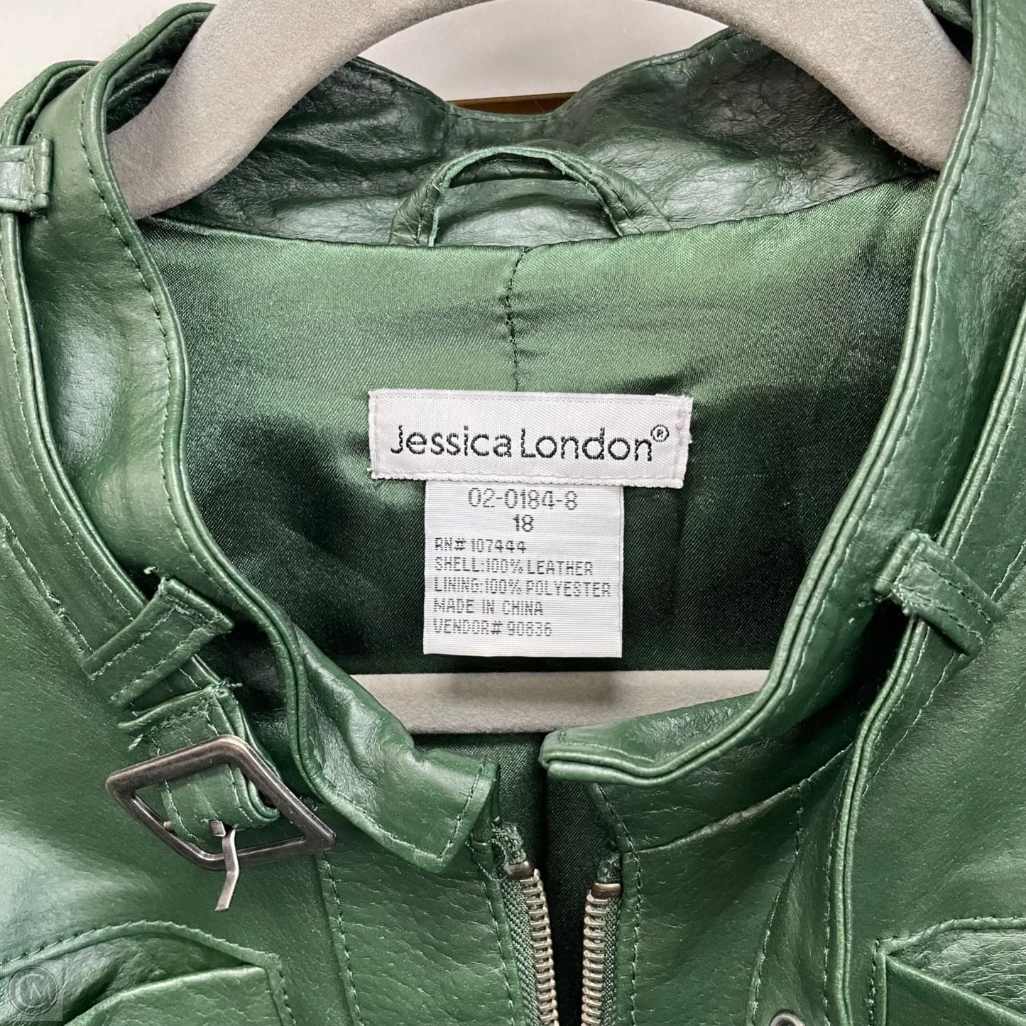 Coat Leather By Jessica London In Green, Size: 18
