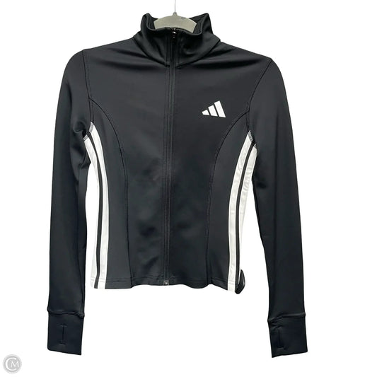Athletic Top Long Sleeve Collar By Adidas In Black, Size: S