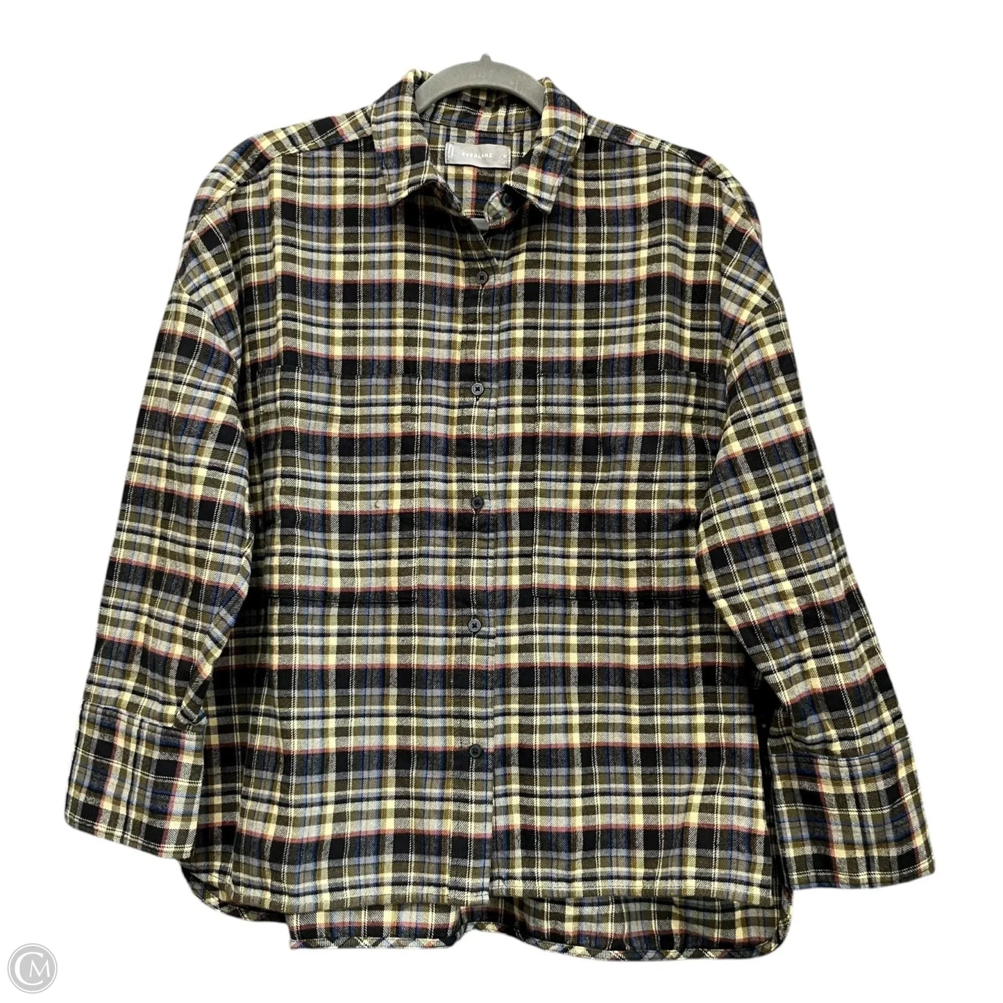 Top Long Sleeve By Everlane In Black & Green, Size: M