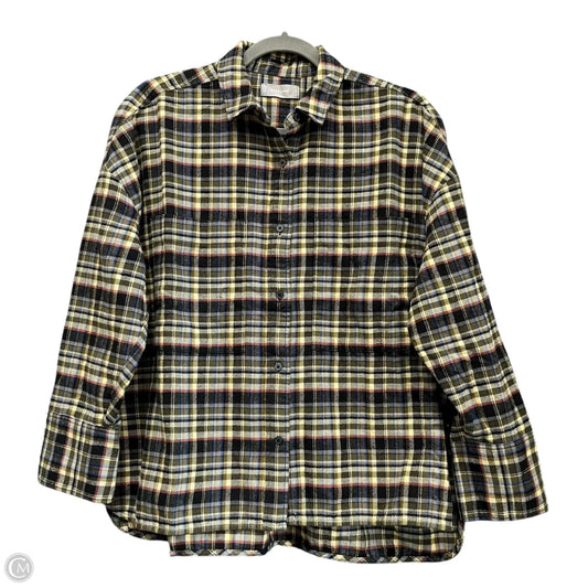 Top Long Sleeve By Everlane In Black & Green, Size: M