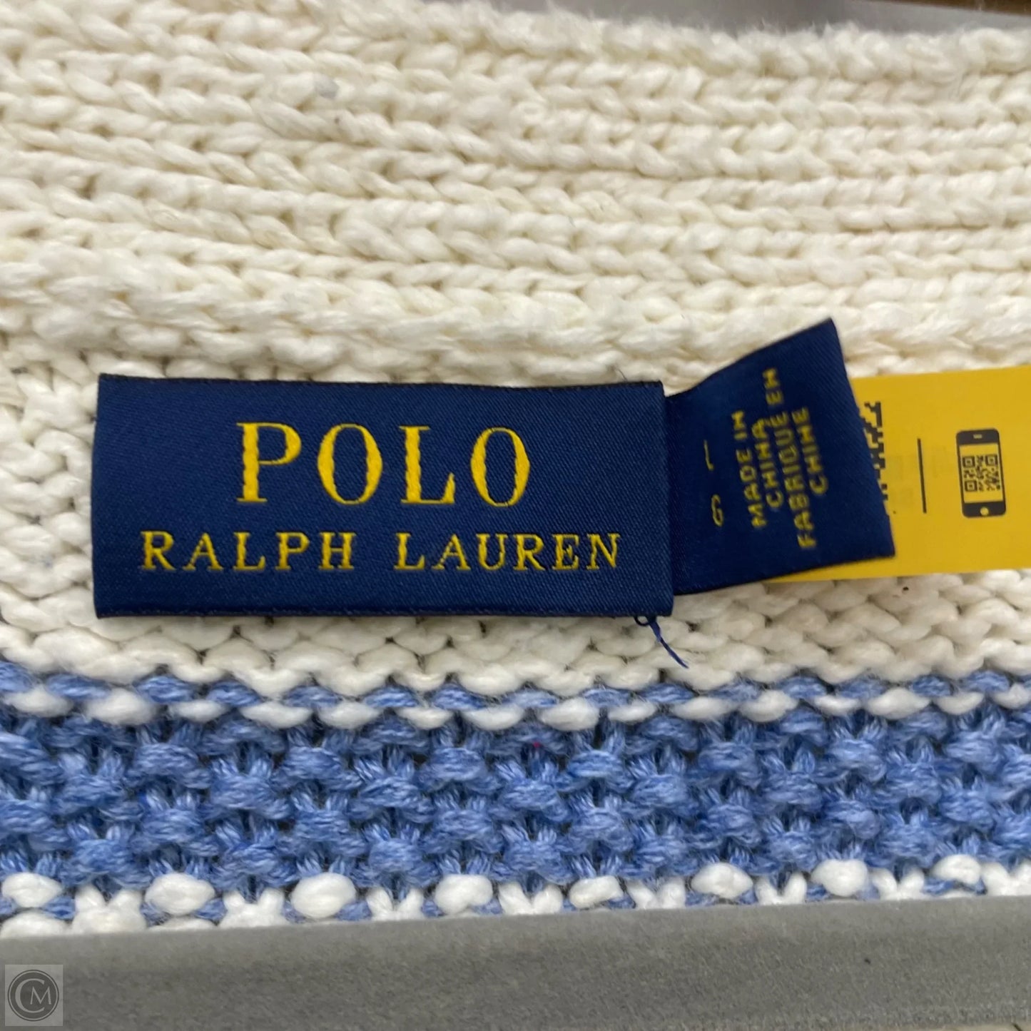 Sweater Cardigan By Polo Ralph Lauren In Striped Pattern, Size: L