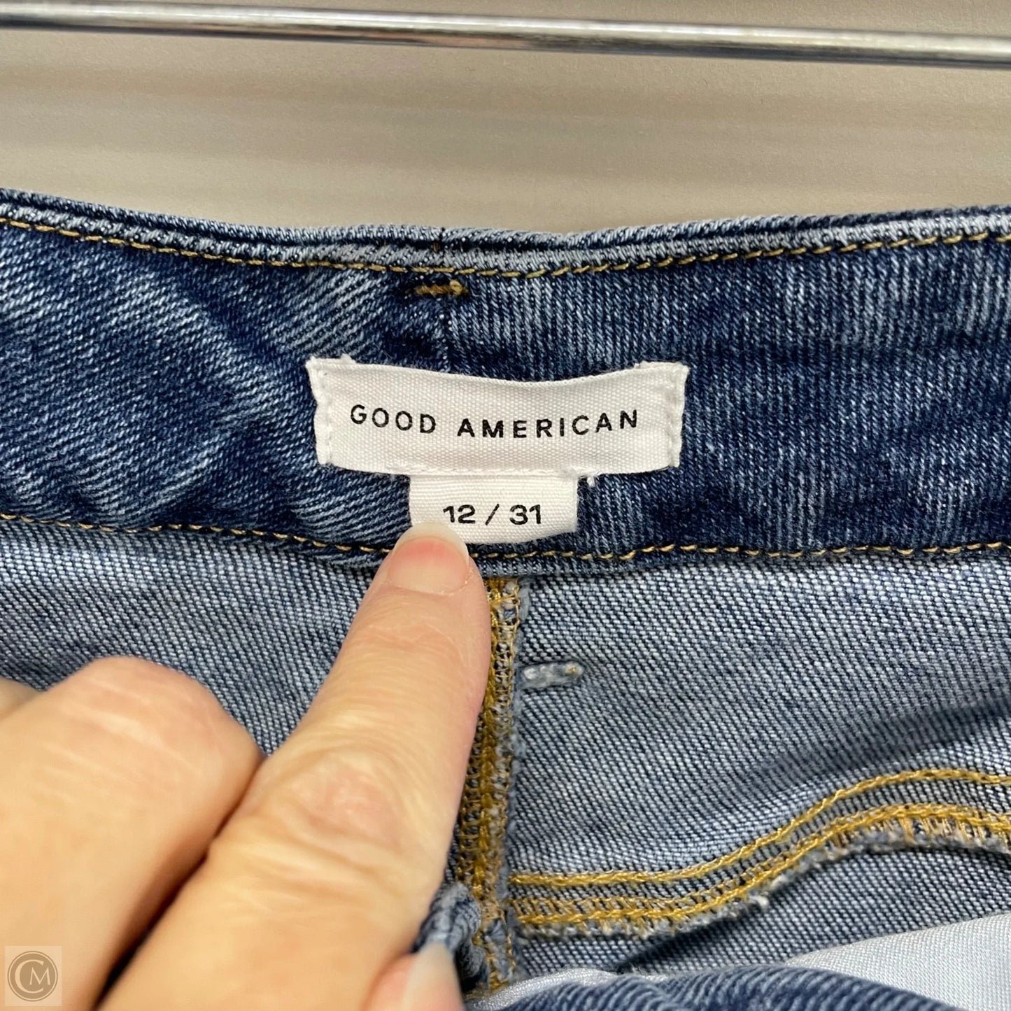 Jeans Straight By Good American In Blue Denim, Size: 12