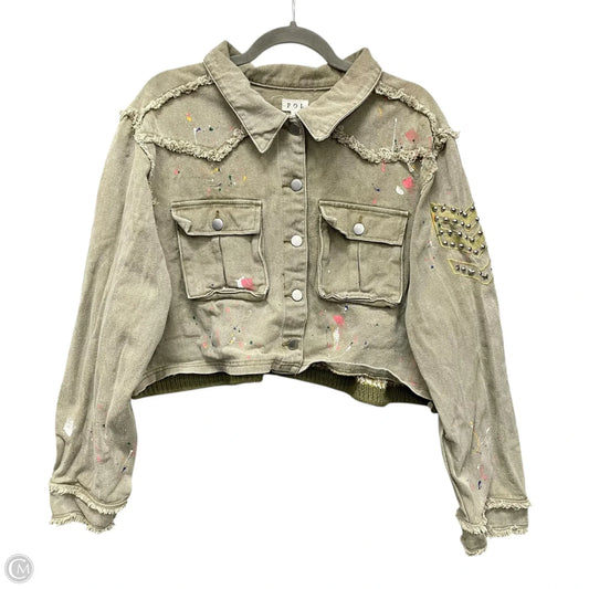 Jacket Denim By Pol In Taupe, Size: L