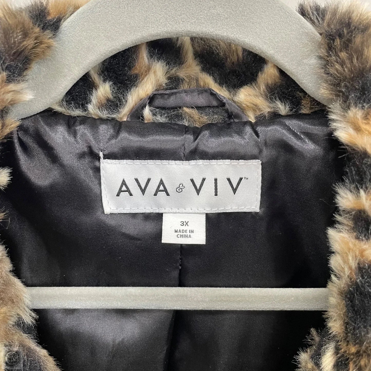 Coat Faux Fur & Sherpa By Ava & Viv In Animal Print, Size: 3x
