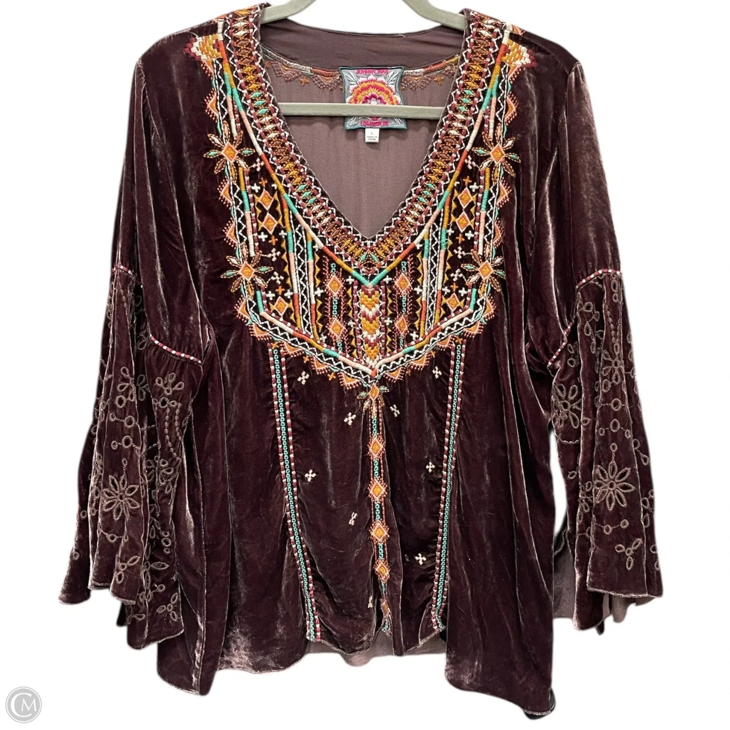 Top Long Sleeve By Johnny Was In Brown, Size: L