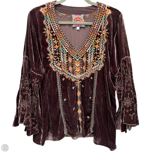 Top Long Sleeve By Johnny Was In Brown, Size: L