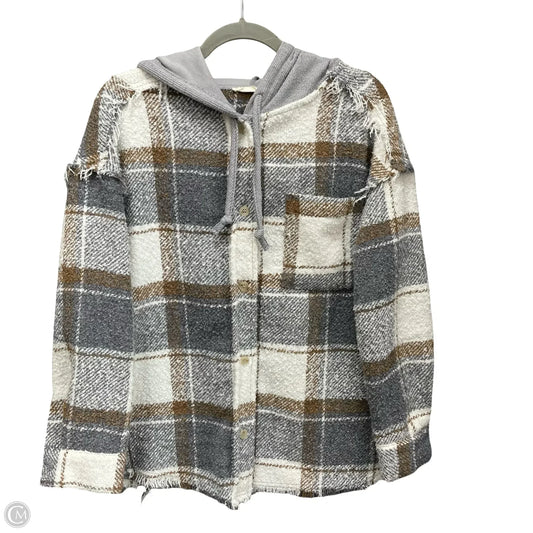 Jacket Shirt By New In In Grey & White, Size: S