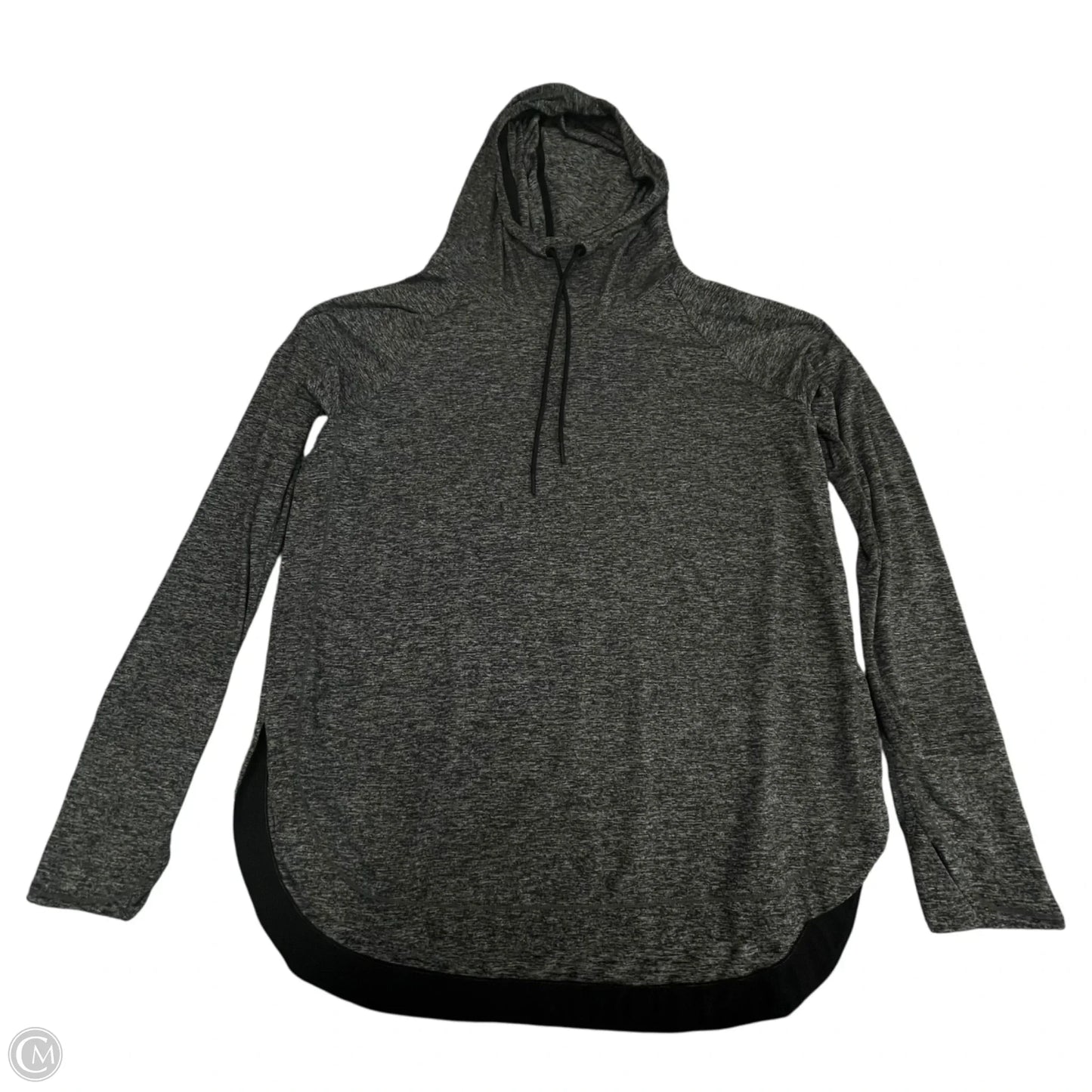 Athletic Top Long Sleeve Hoodie By Athleta In Black & Grey, Size: L