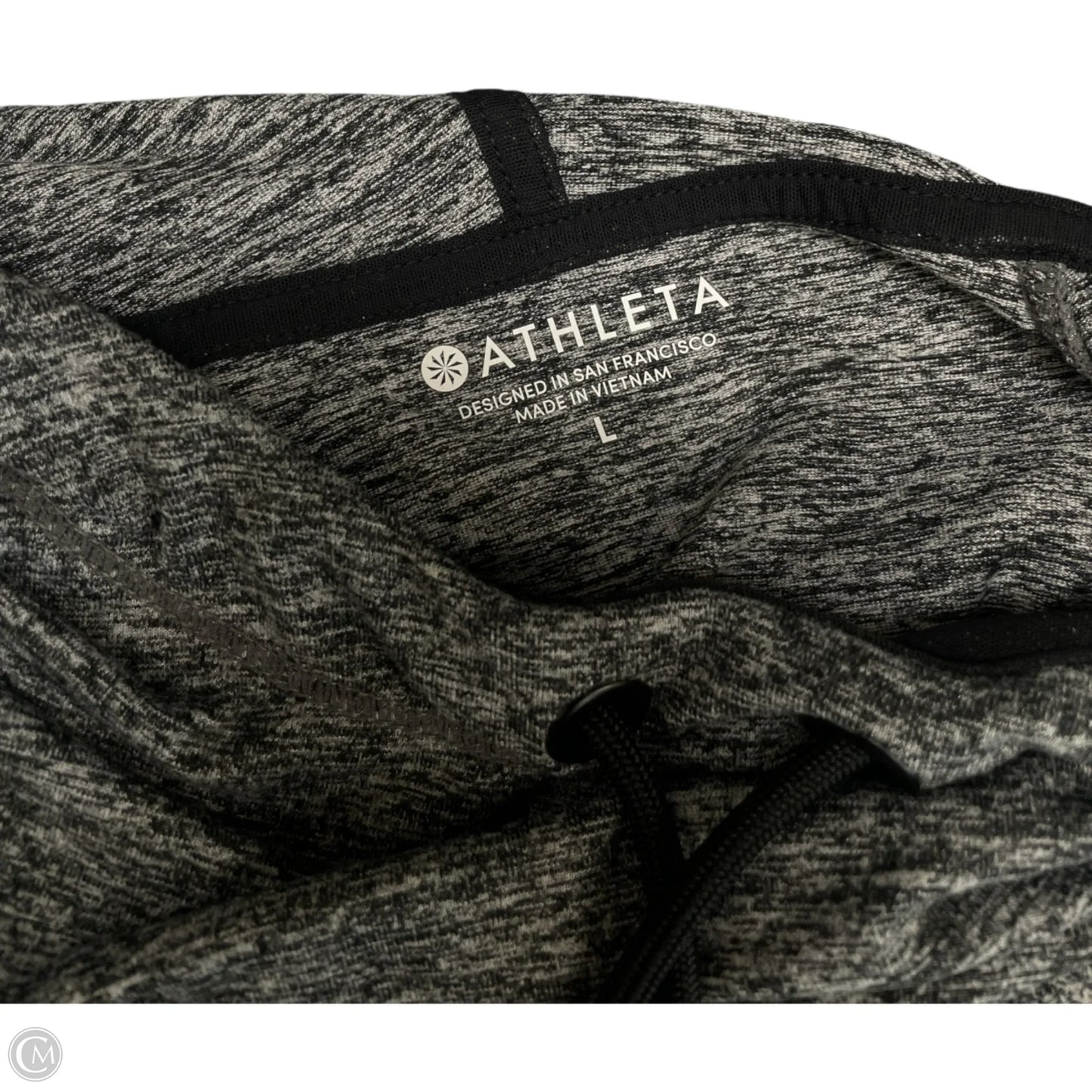 Athletic Top Long Sleeve Hoodie By Athleta In Black & Grey, Size: L