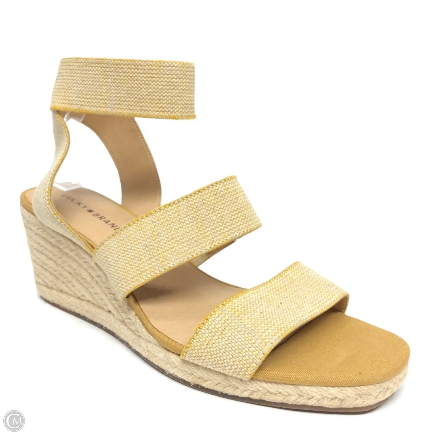 Sandals Heels Wedge By Lucky Brand In Cream & Yellow, Size: 11