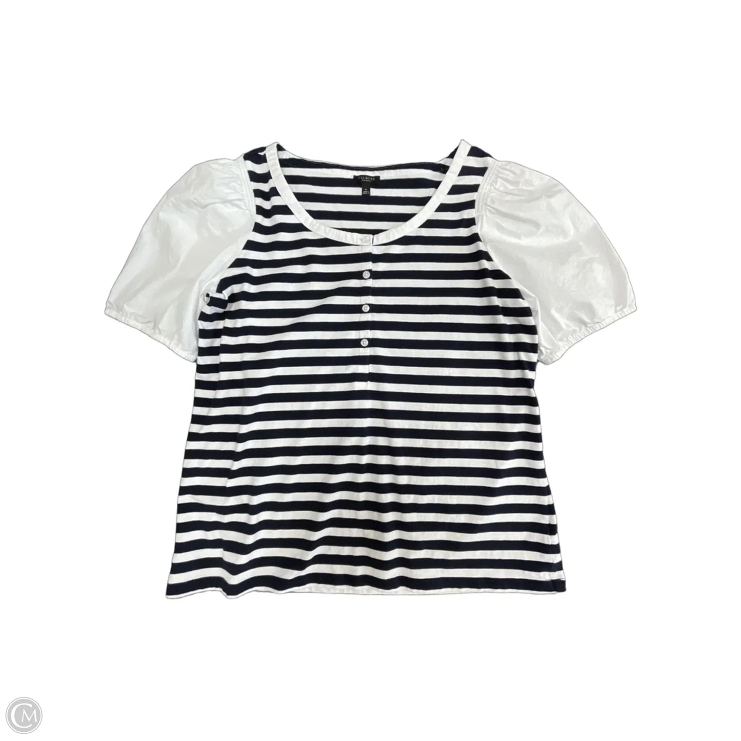 Top Short Sleeve By Talbots In Blue & White, Size: Xlp