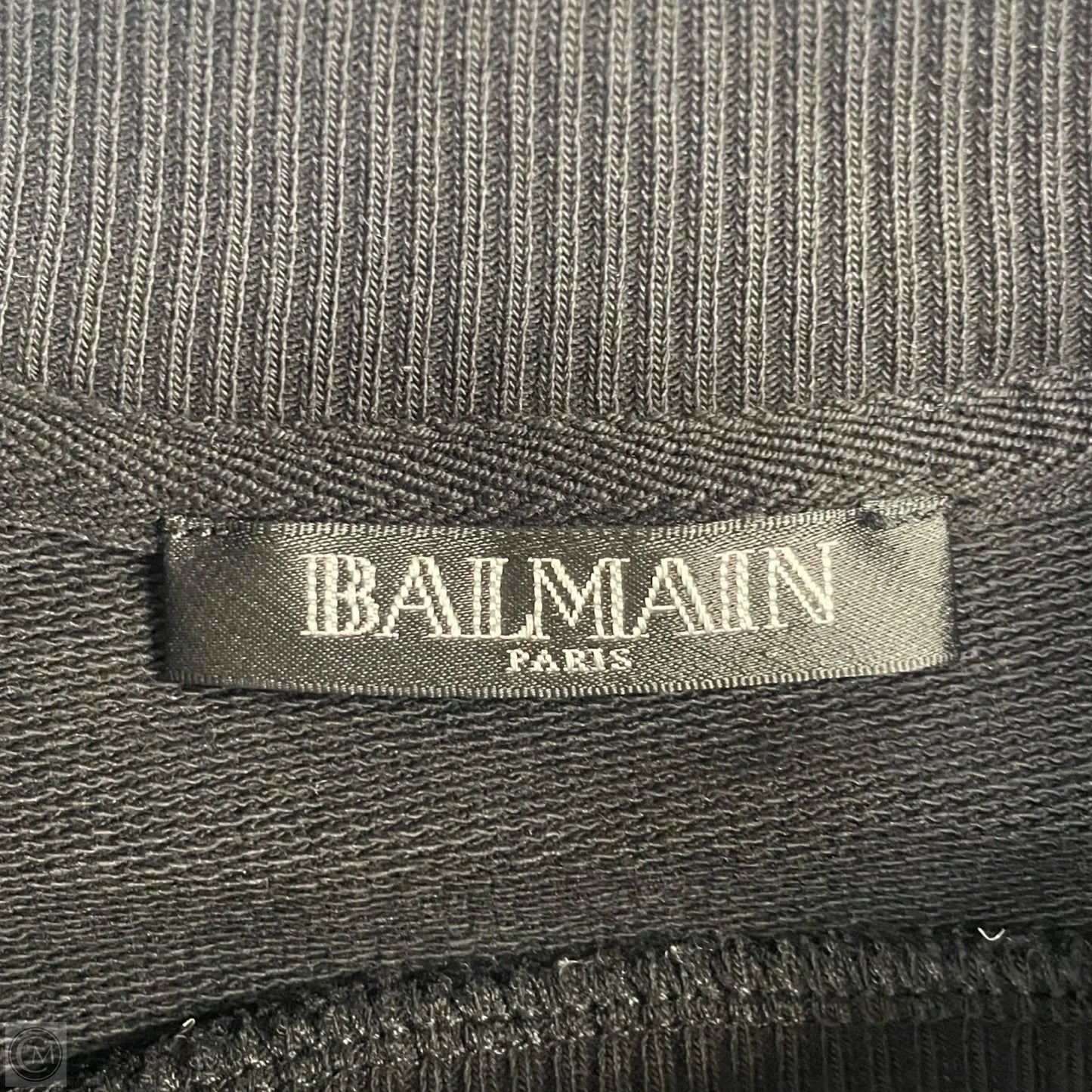 Sweatshirt Luxury Designer By Balmain In Black & White, Size: S