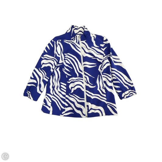 Athletic Jacket By Chicos In Blue & White, Size: M