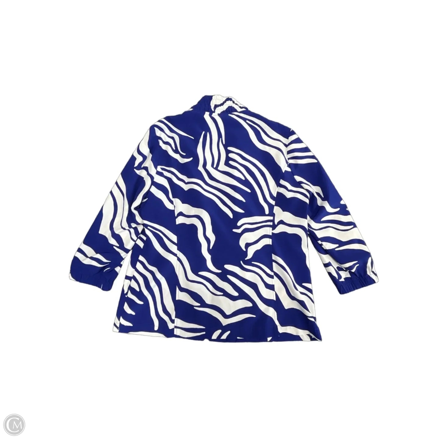 Athletic Jacket By Chicos In Blue & White, Size: M