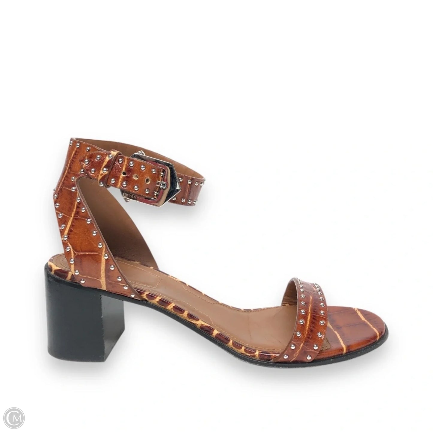 Sandals Luxury Designer By Givenchy In Brown & Silver, Size: 9
