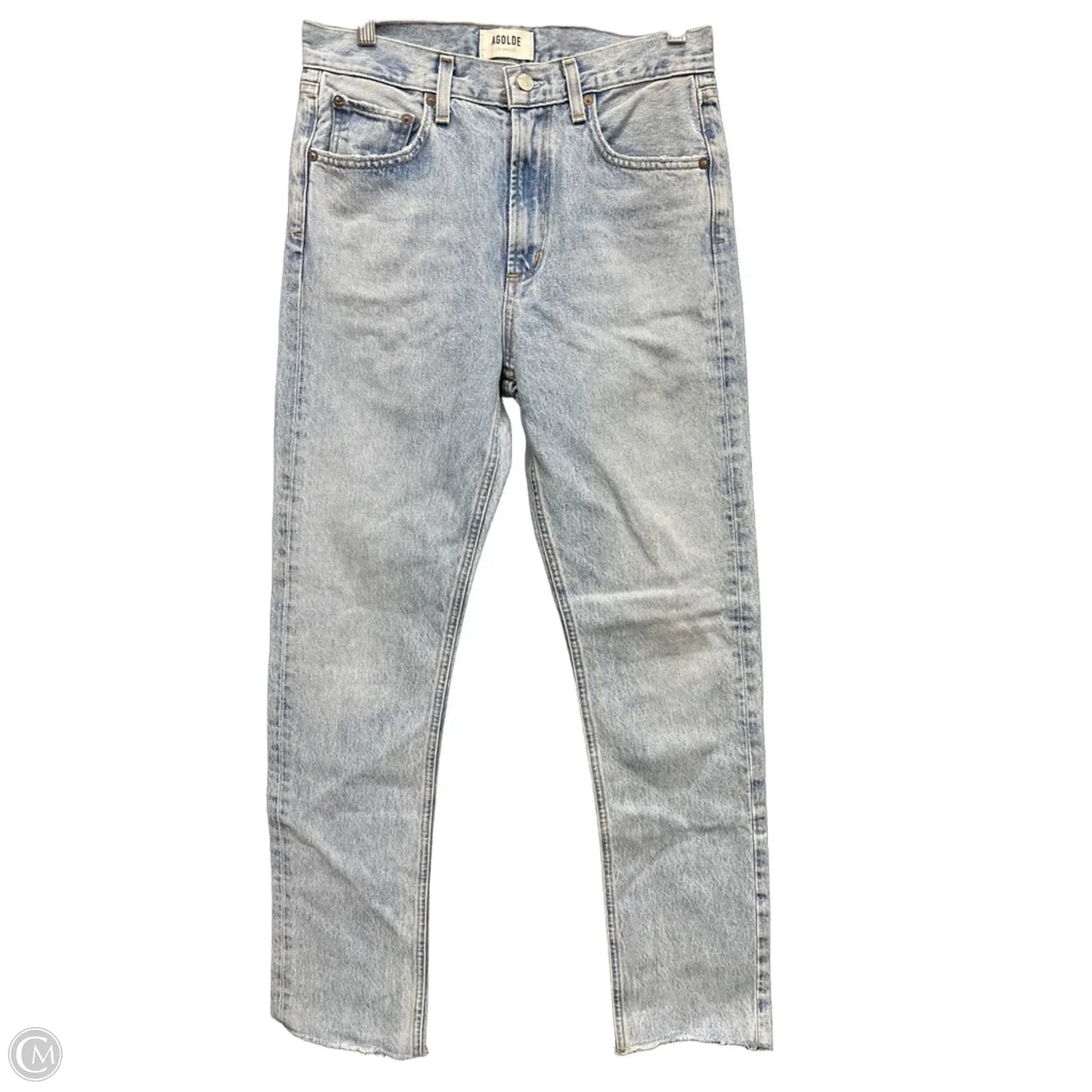 Jeans Straight By Agolde In Blue Denim, Size: 4
