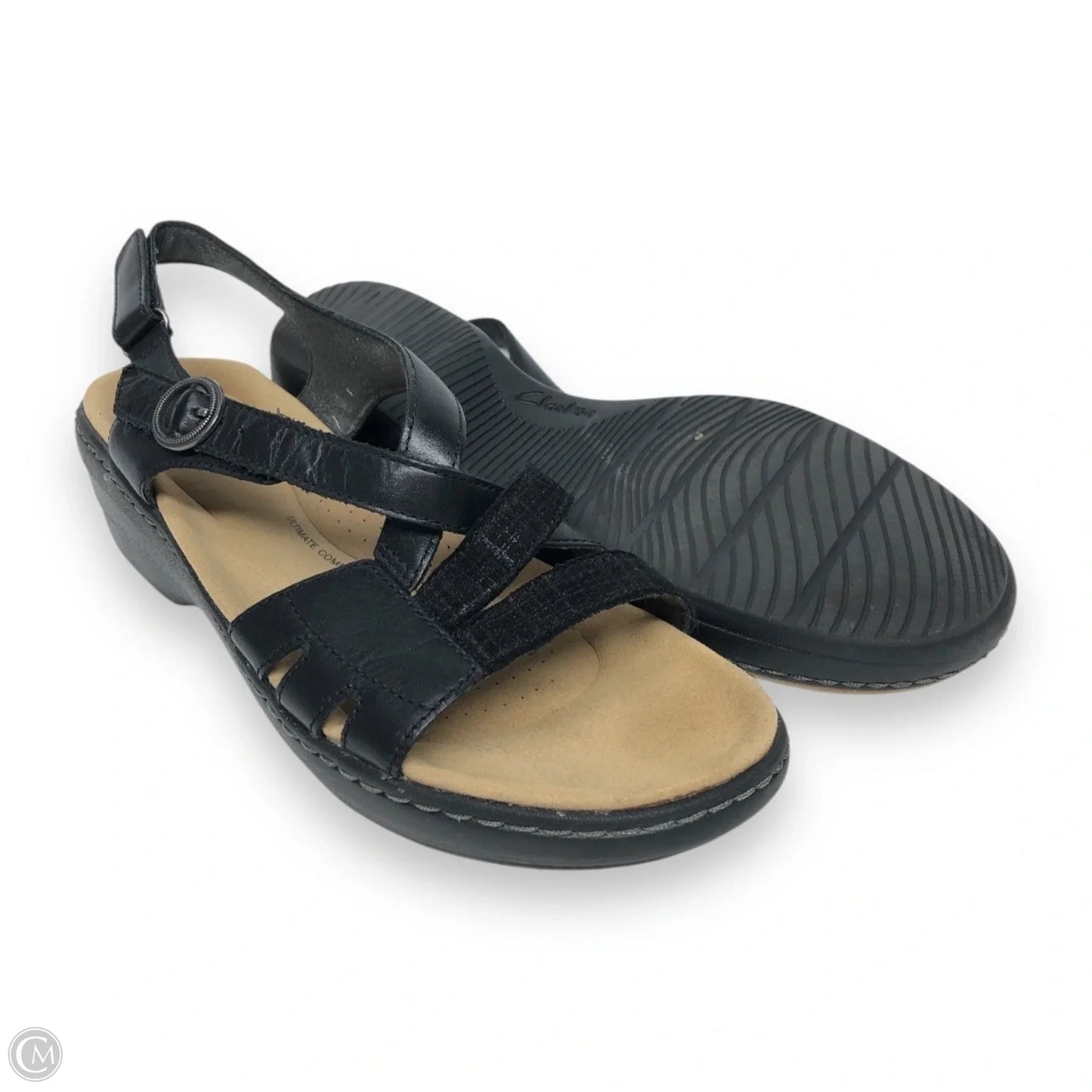 Sandals Heels Platform By Clarks In Black, Size: 8.5