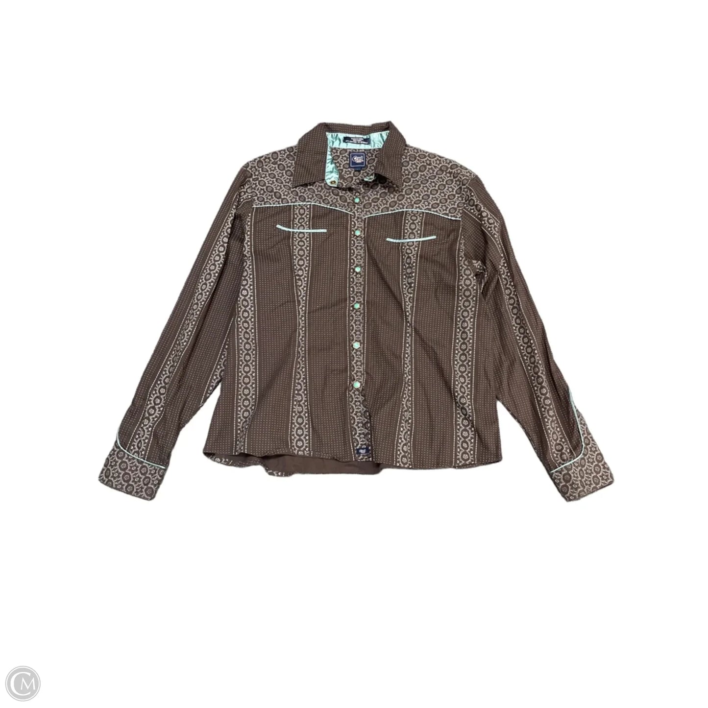 Top Long Sleeve By Cmc In Blue & Brown, Size: L