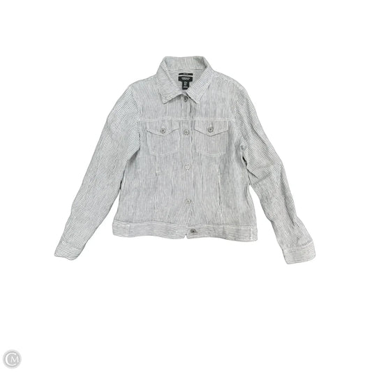 Jacket Shirt By Jones And Co In Blue & White, Size: S