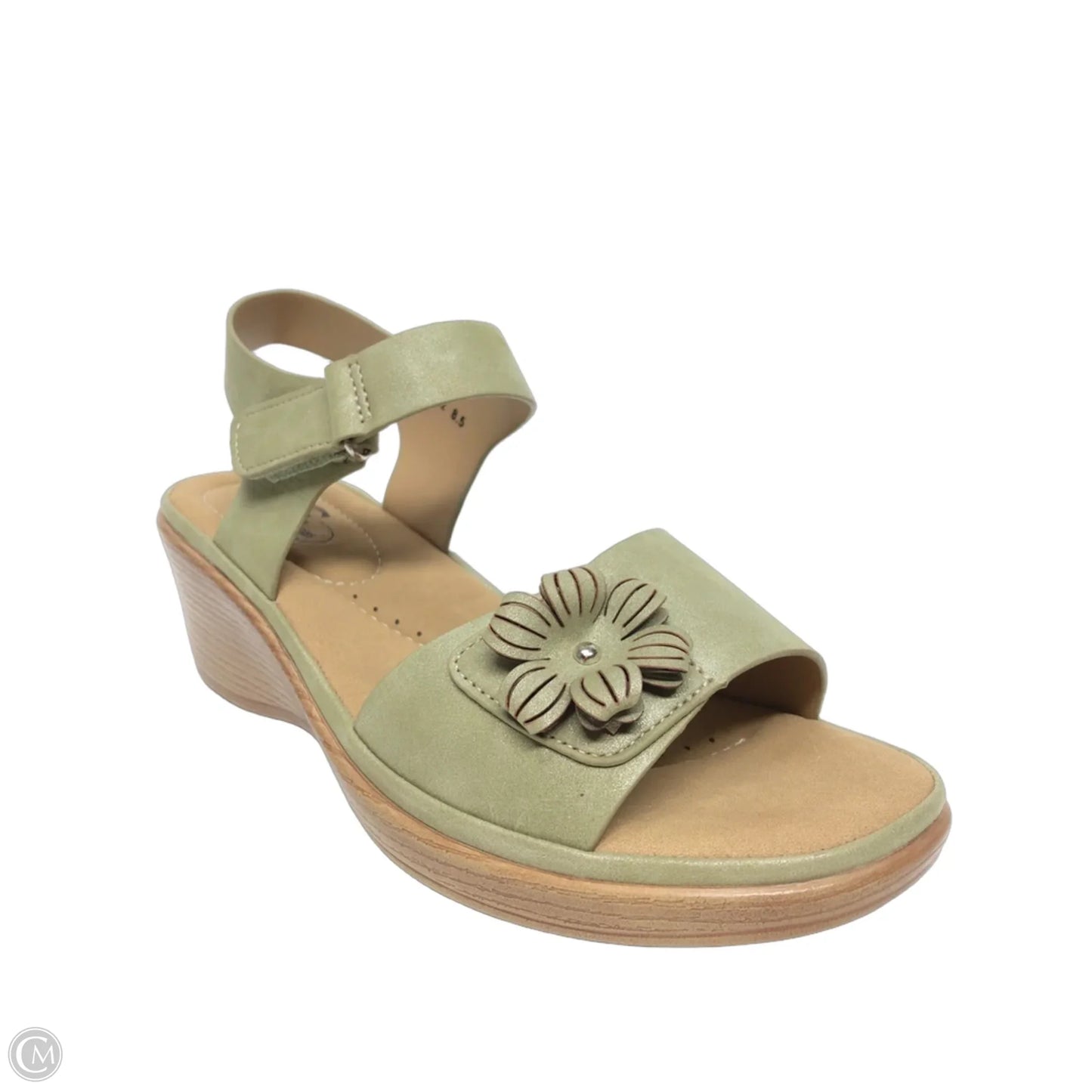 Sandals Heels Wedge By Cmf In Green, Size: 8.5