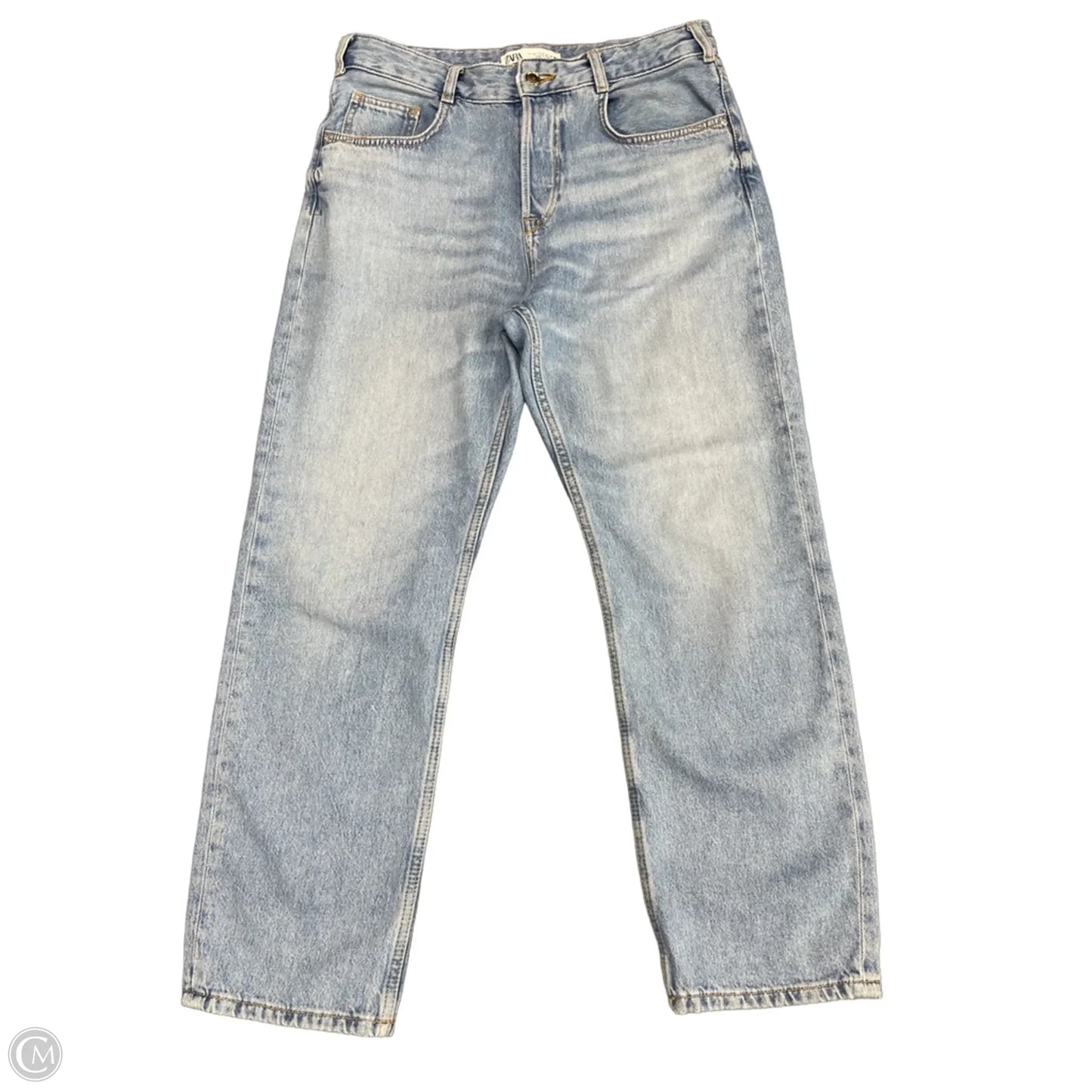 Jeans Straight By Zara In Blue Denim, Size: 8