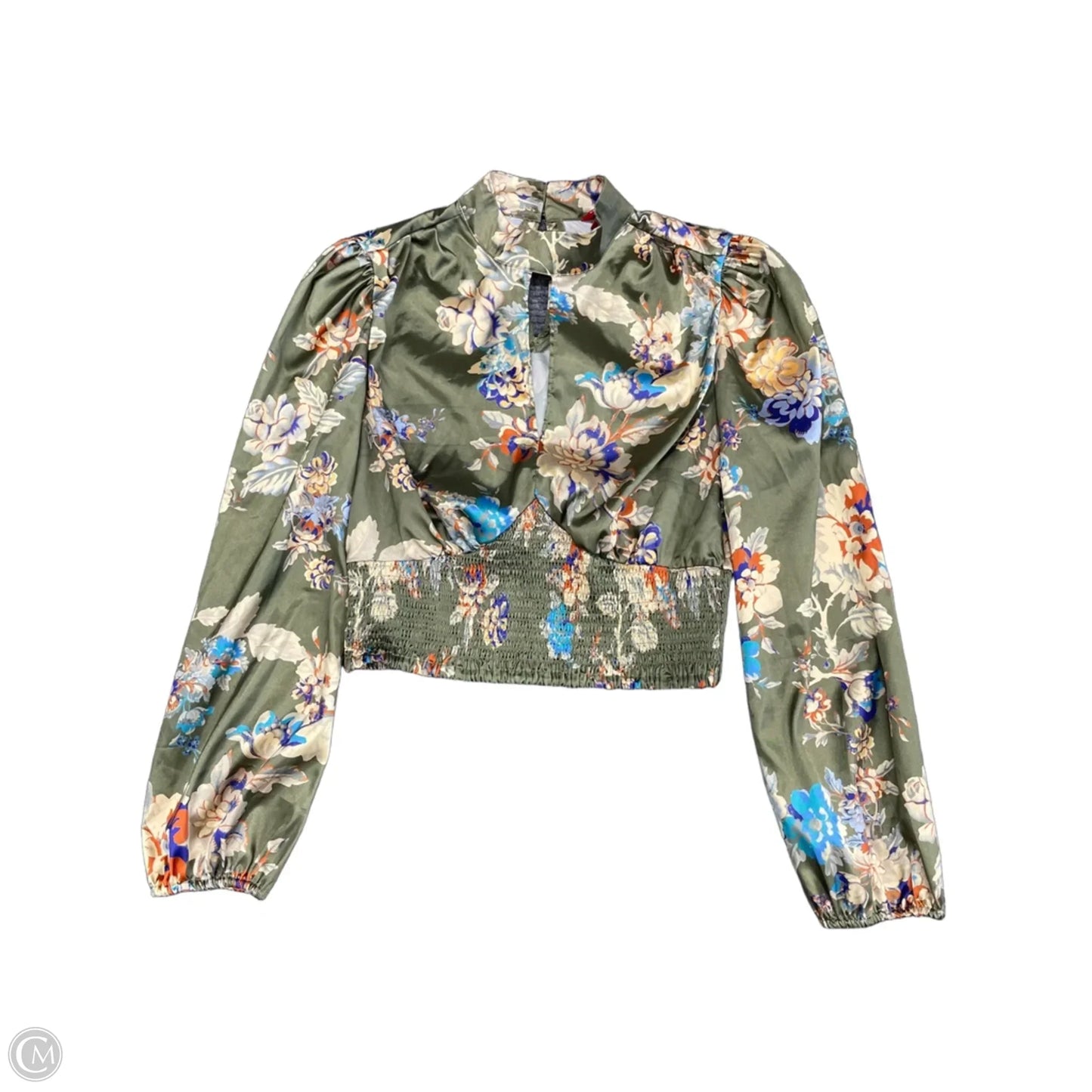 Top Long Sleeve By Guess In Green, Size: M