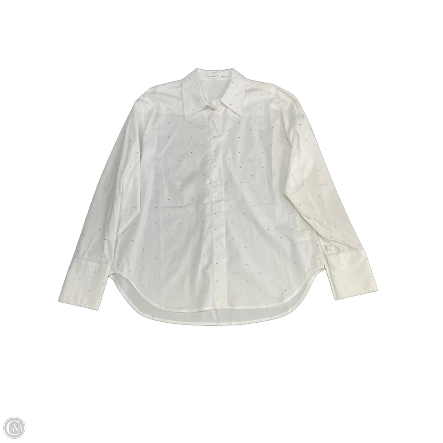 Top Long Sleeve By Good American In Silver & White, Size: M