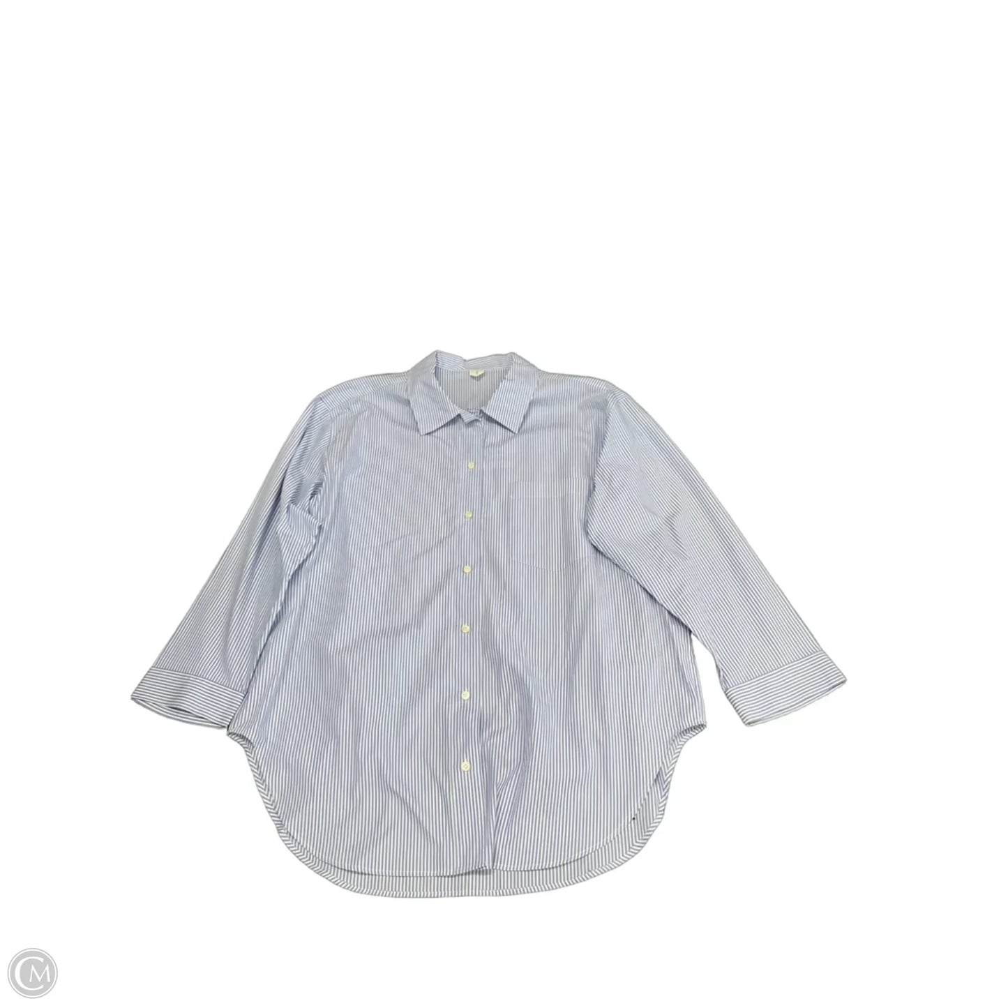 Top Long Sleeve By Cmc In Blue & White, Size: M