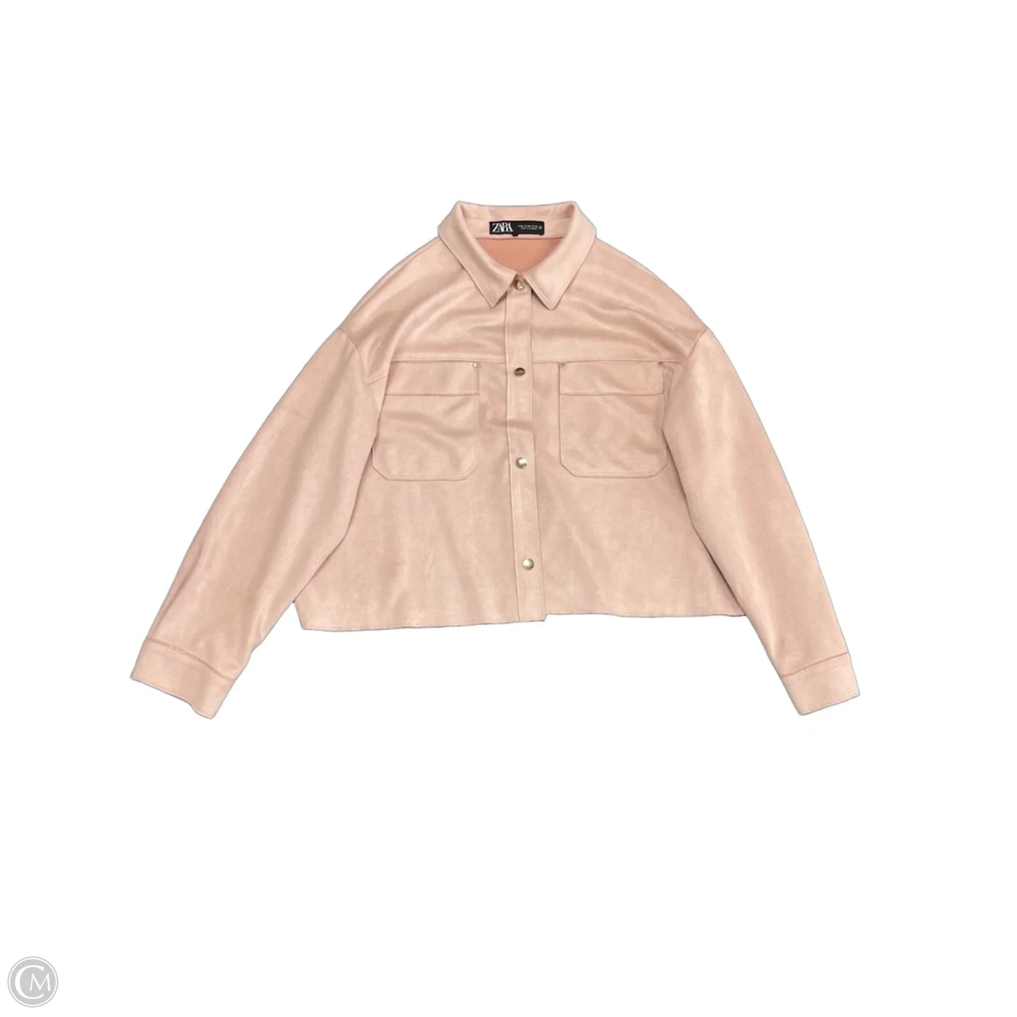 Jacket Shirt By Zara In Pink, Size: Xl