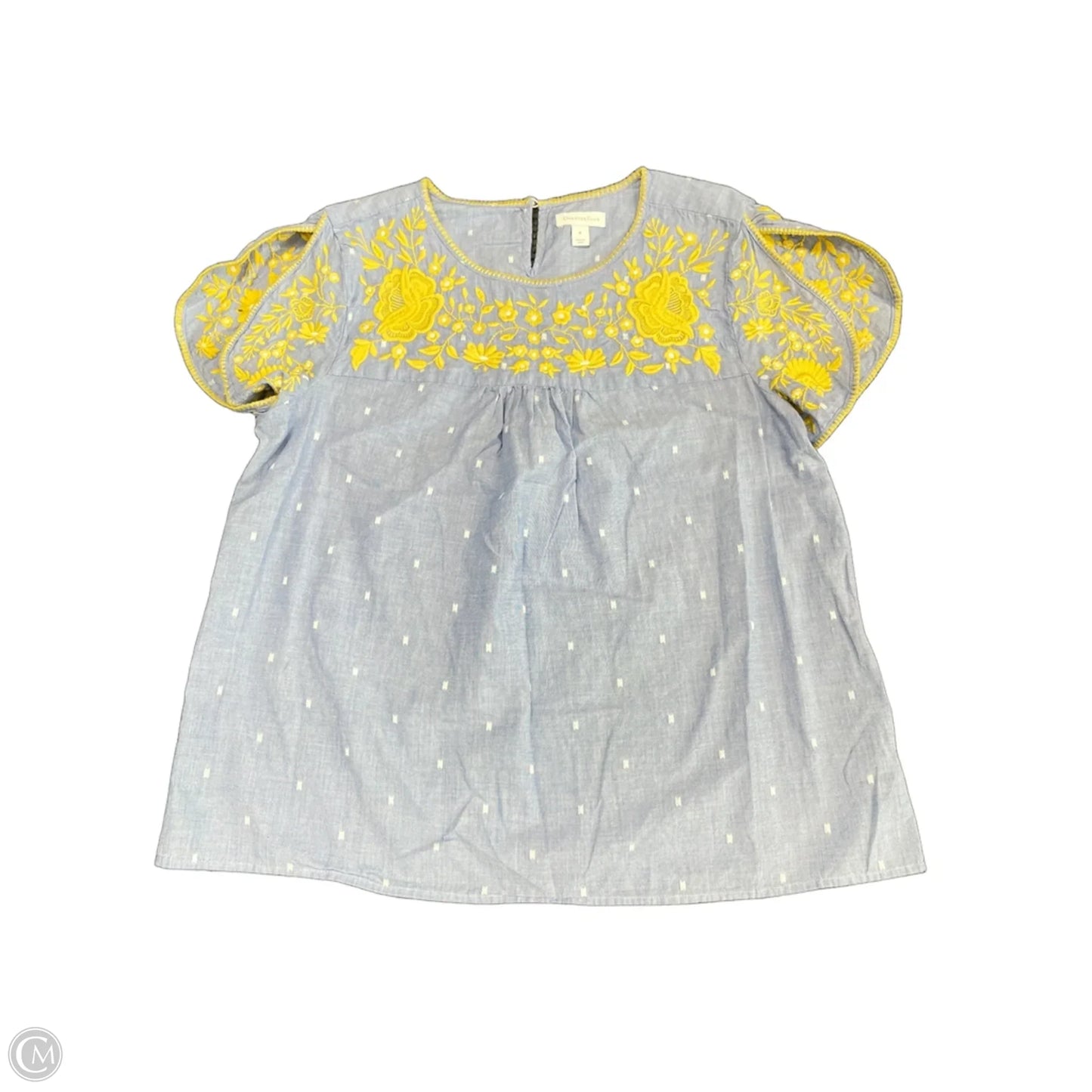 Top Short Sleeve By Charter Club In Blue & Yellow, Size: M